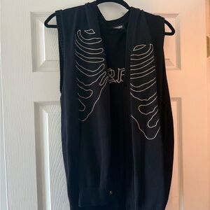 Black Skeleton Cardigan Vest